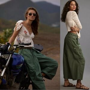 Anthropologie Pilcro Slouchy Fit Surplus Pants 28 Barrel Cargo Army Green NWT